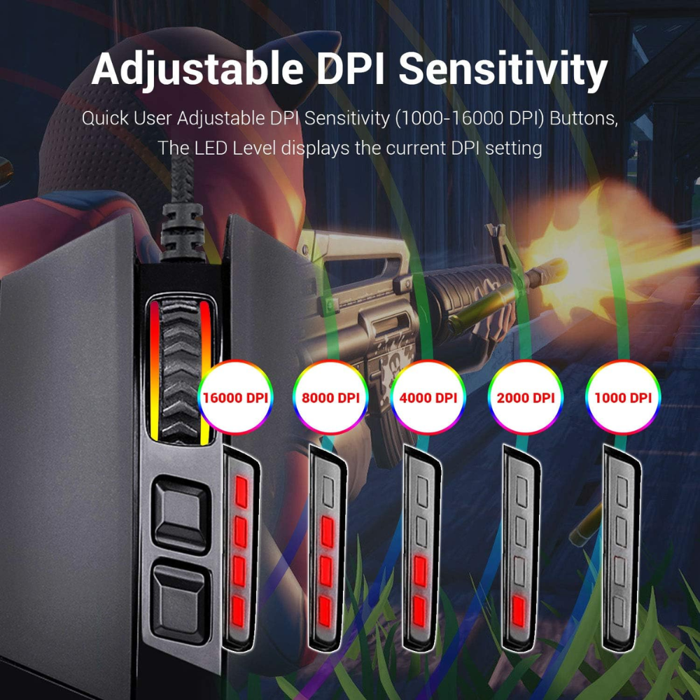 Redragon M801 Gaming Mouse LED RGB Mouse