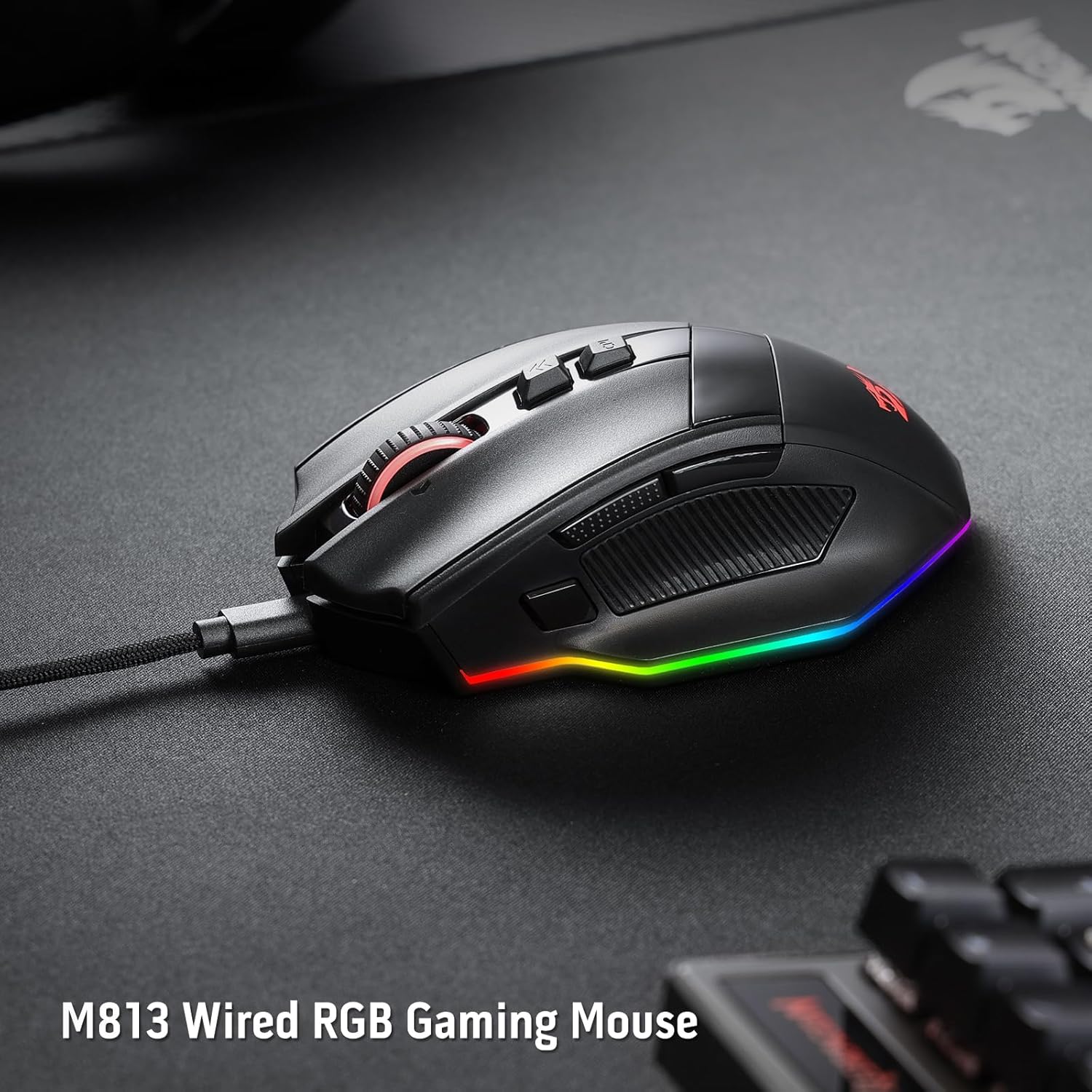 Redragon M813 RGB Wired Gaming Mouse with 4D Dual Mode Scroll Wheel Ergonomic