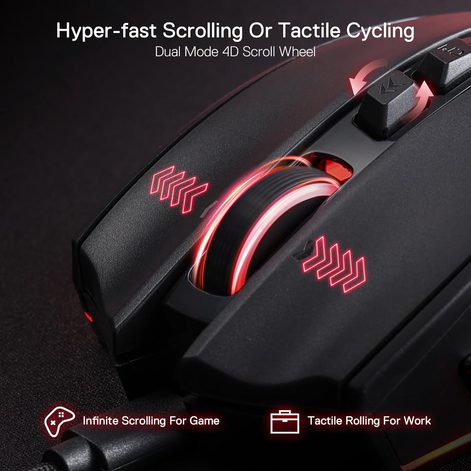 Redragon M813 RGB Wired Gaming Mouse with 4D Dual Mode Scroll Wheel Ergonomic