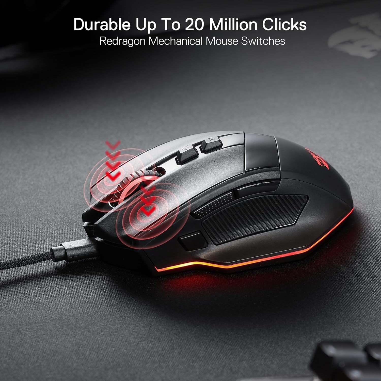 Redragon M813 RGB Wired Gaming Mouse with 4D Dual Mode Scroll Wheel Ergonomic