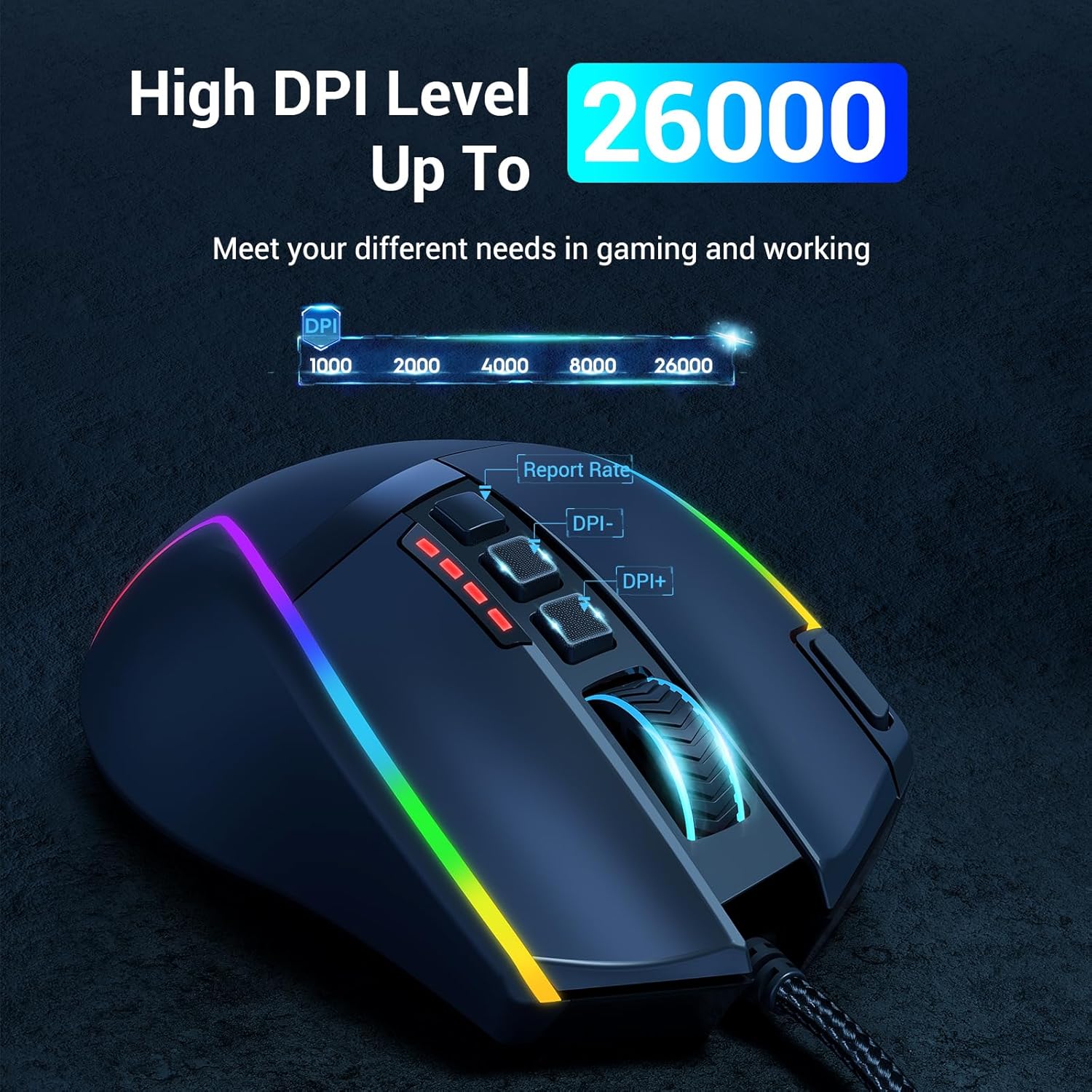 Redragon M915 Gaming Mouse Wired Gaming Mouse 26,000 DPI Opitacl Sensor