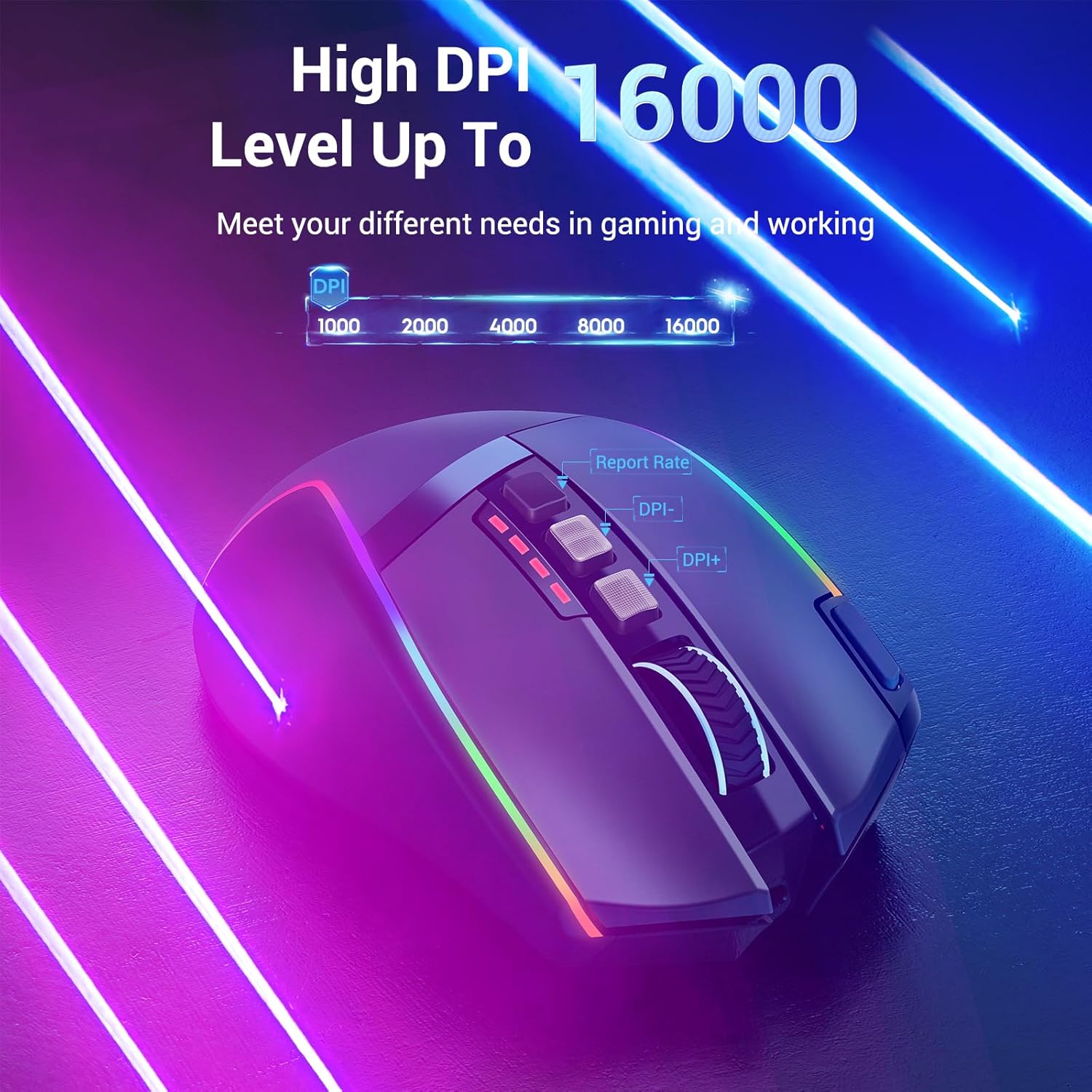 Redragon M915WL Wireless Gaming Mouse Ergonomic Mouse 16000 DPI with Rapid Fire
