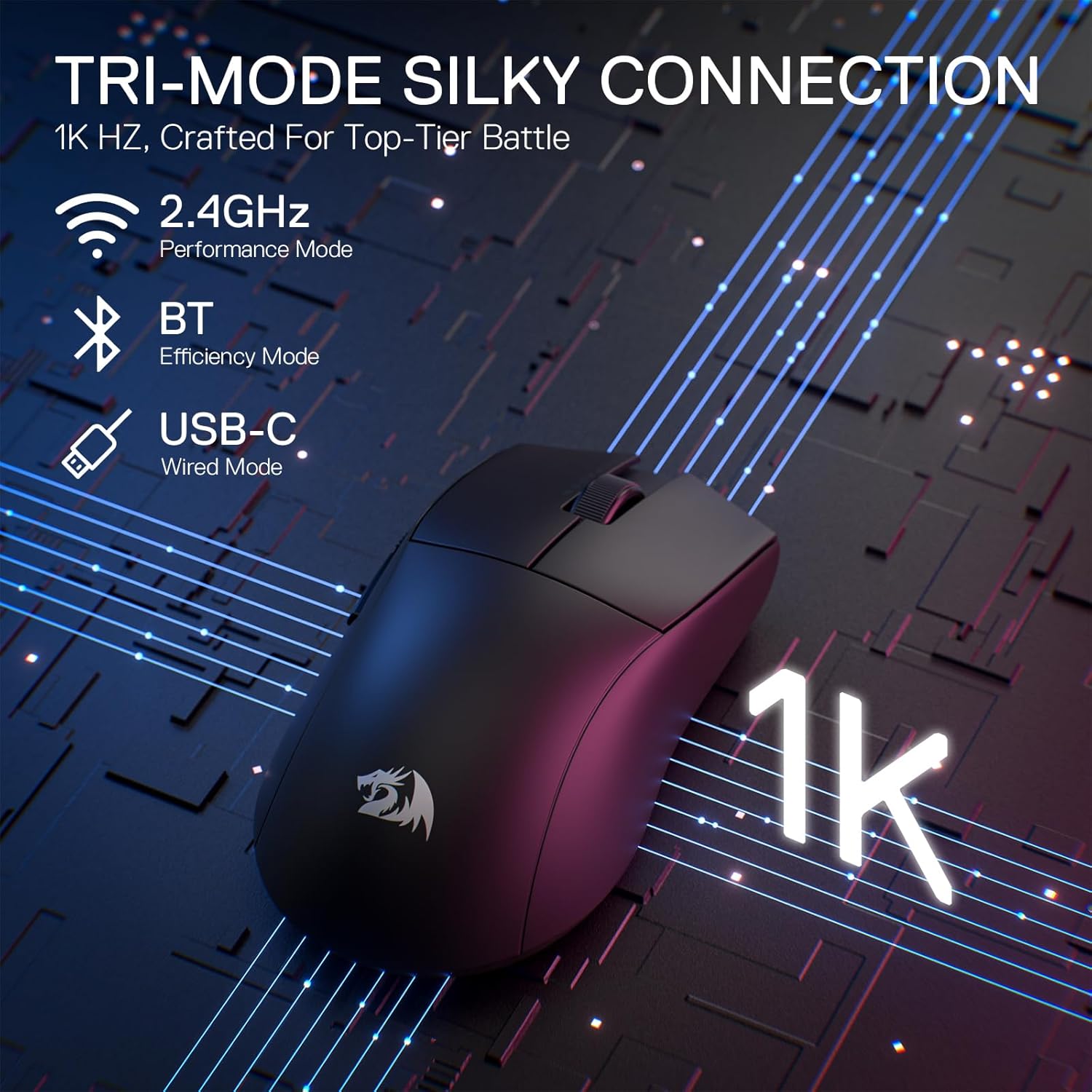 Redragon M916 PRO 3 Mode Wireless Gaming Mouse 4K (26000 DPI) Mouse