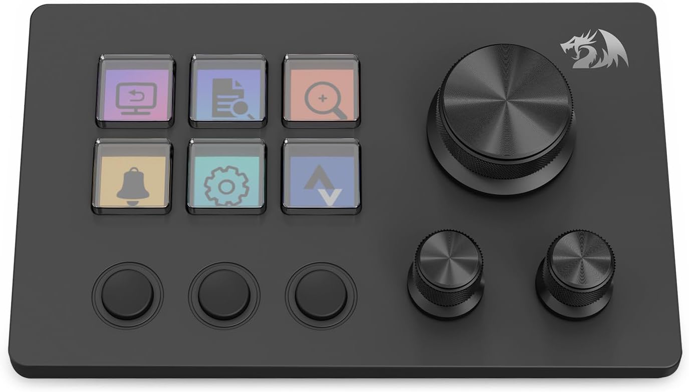 Redragon Skyrider Ss-551 Smart Streaming Control Panel – Professional Stream Deck with 6 Programmable Lcd Buttons and 3