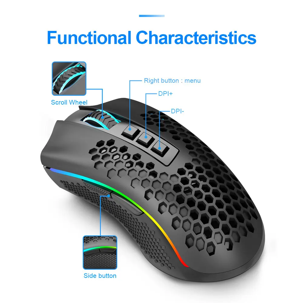 Redragon Storm Pro M808 KS RGB USB 2.4G Wireless Gaming Mouse Mouse