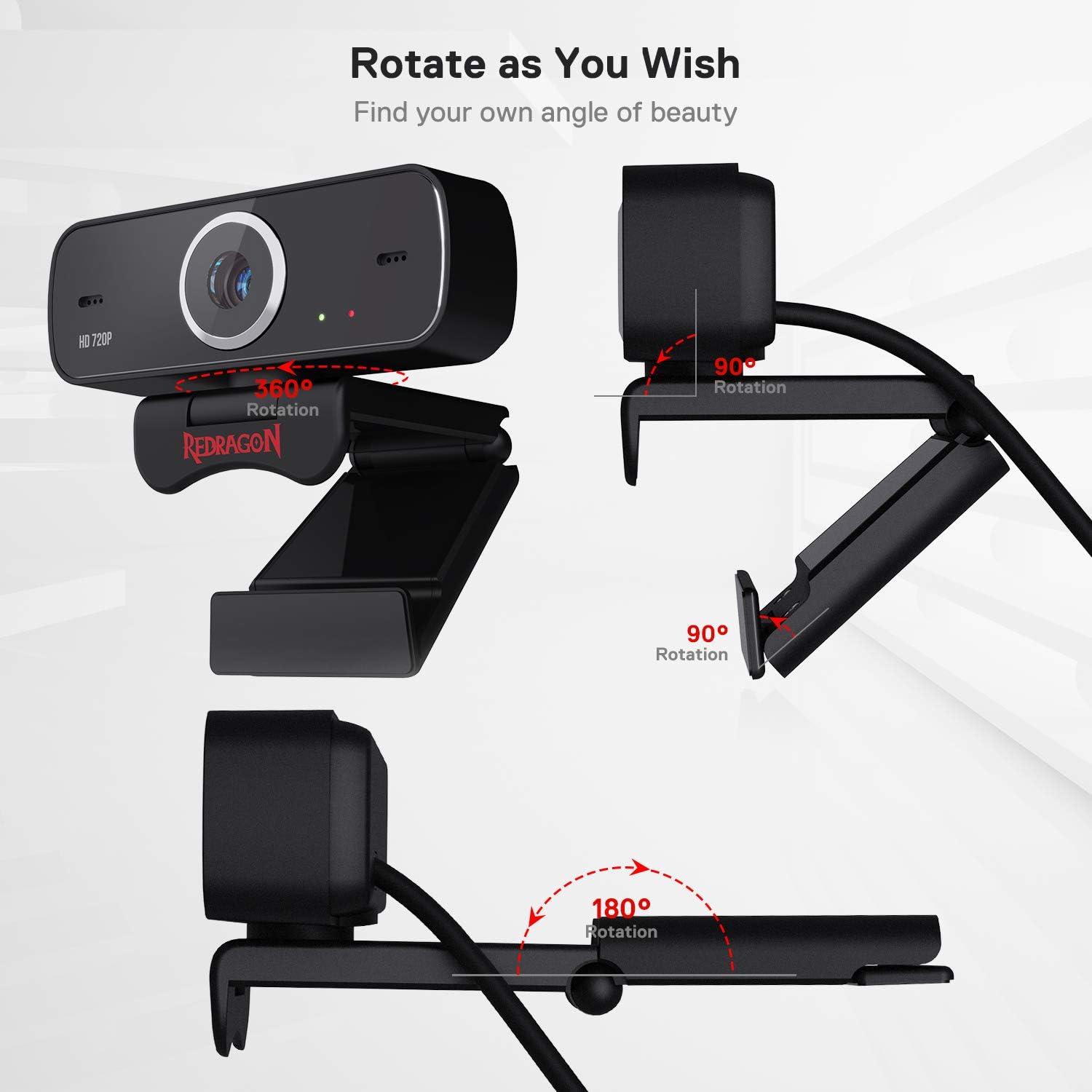 Redragon Webcam Gamer and Streamer Fobos 2 720p GW600 1 Black Streaming