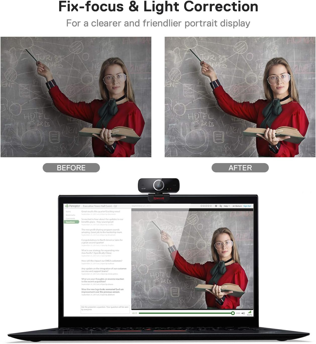 Redragon Webcam Gamer and Streamer Fobos 2 720p GW600 1 Black Streaming