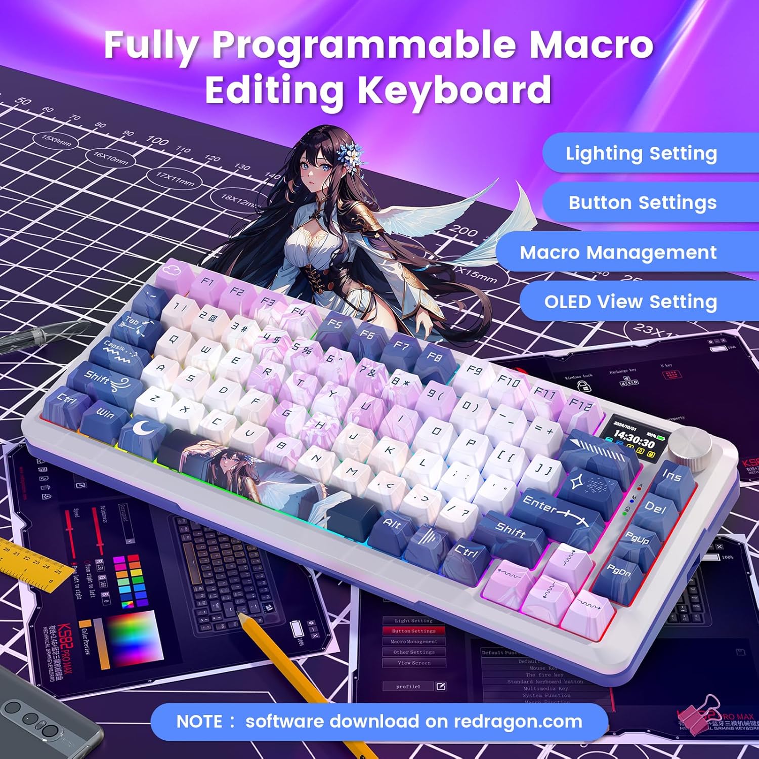 Redragon Wireless Mechanical Keyboard Gasket RGB Gaming Keyboard with 81