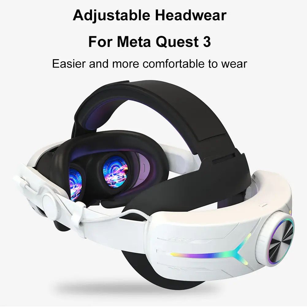 RGB Adjustable VR Head Strap for Meta Quest 3 Reduce Face Pressure Head Strap