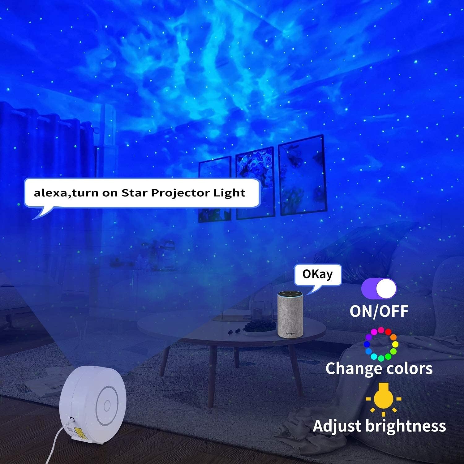 Smart Galaxy Projector Compatible with Alexa & Google Home Lightning