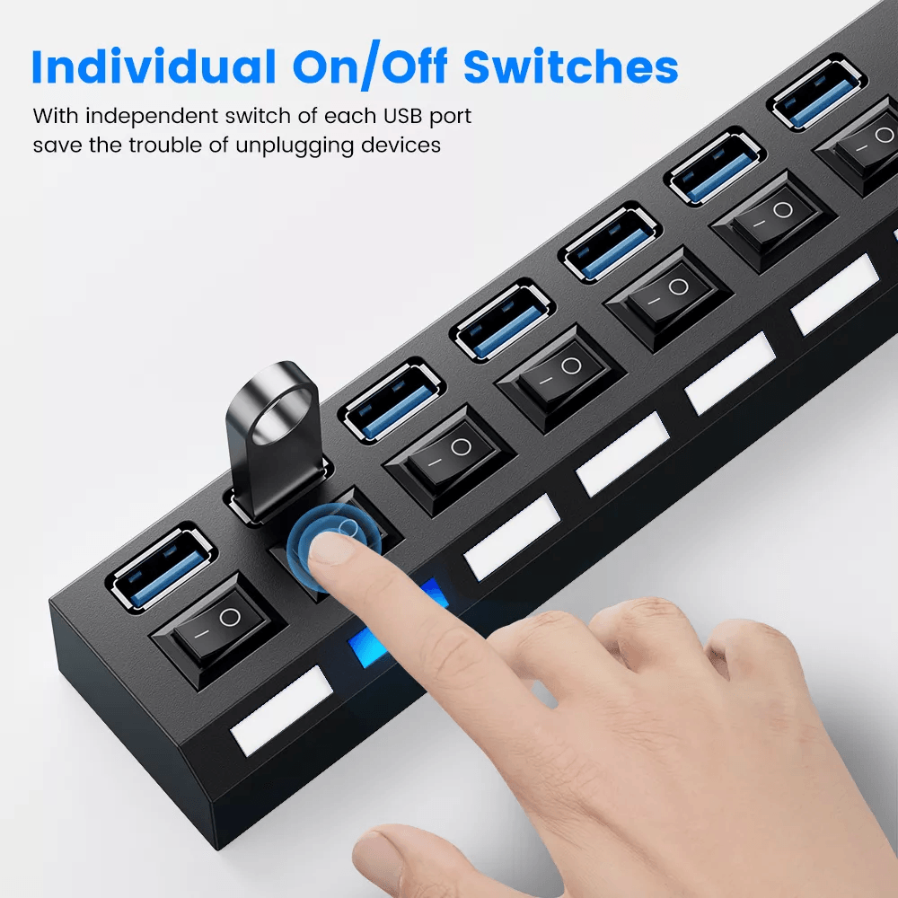 USB 3.0 HUB Multi USB Splitter 7 Port with Switch For PC Home Cables & Chargers