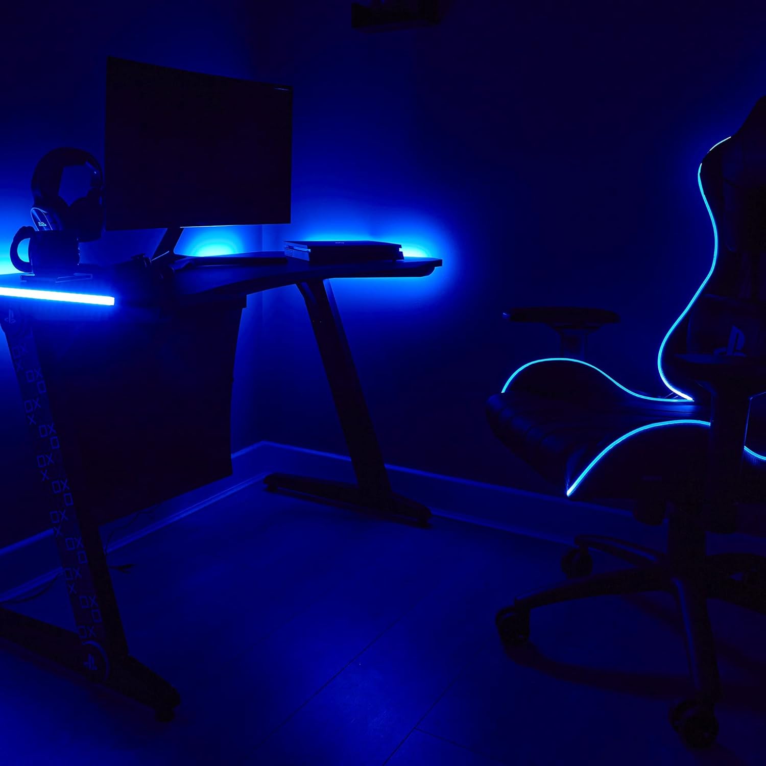 Xrocker Official Playstation Gaming Desk Led Lights Pc Office Workstation